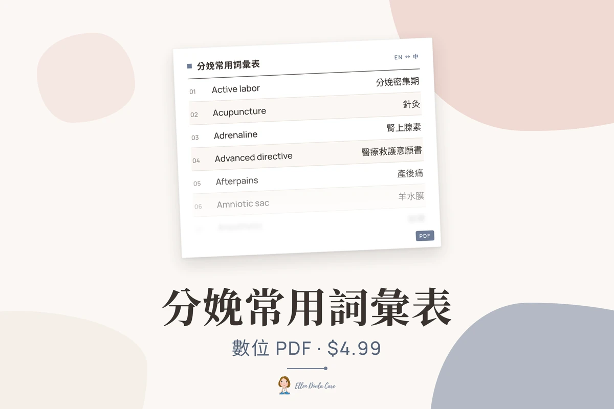 分娩常用詞彙表